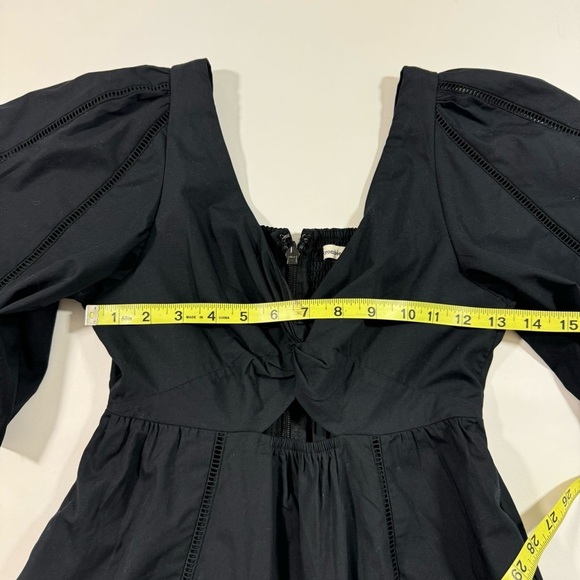 New Abercrombie Cutout Poplin Mini Dress Black Smocked Back - Picture 8 of 8